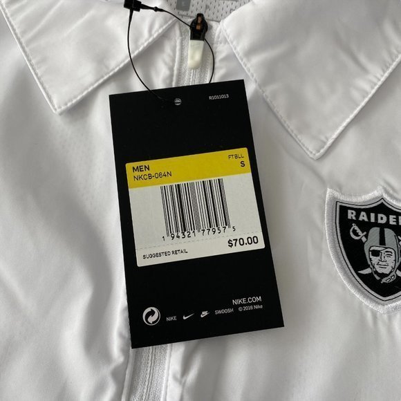 Nike Las Vegas Raiders Sideline Coaches Half Zip Short Sleeve‎ Jacket Sz S White - Picture 6 of 9